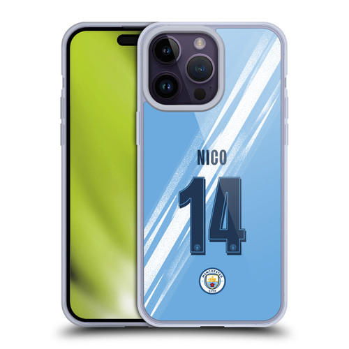 Manchester City Man City FC 2025/26 Players Home Kit 2nd Group Nico González Soft Gel Case for Apple iPhone 14 Pro Max