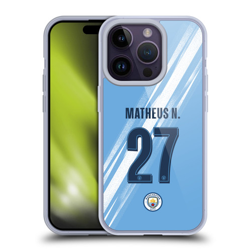 Manchester City Man City FC 2025/26 Players Home Kit 2nd Group Matheus Nunes Soft Gel Case for Apple iPhone 14 Pro