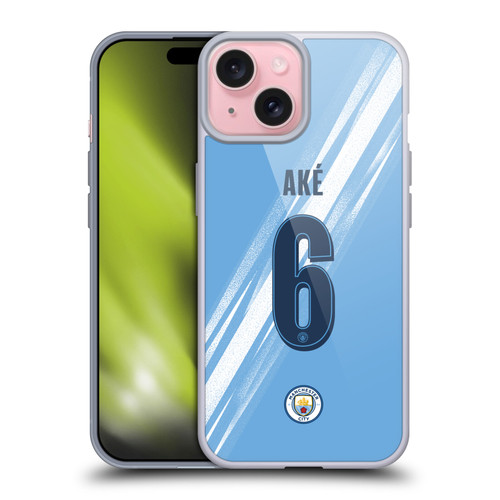 Manchester City Man City FC 2025/26 Players Home Kit 2nd Group Nathan Aké Soft Gel Case for Apple iPhone 15