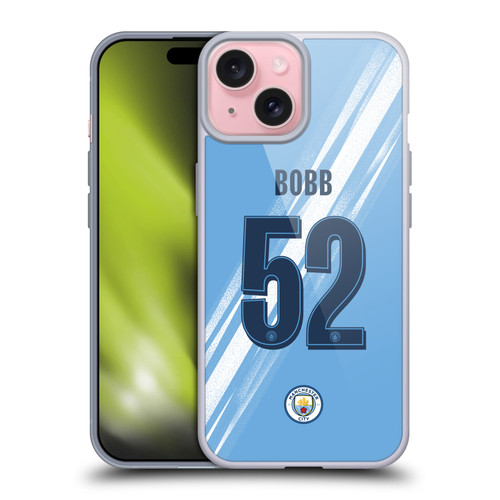 Manchester City Man City FC 2025/26 Players Home Kit 2nd Group Oscar Bobb Soft Gel Case for Apple iPhone 15