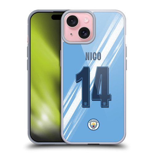 Manchester City Man City FC 2025/26 Players Home Kit 2nd Group Nico González Soft Gel Case for Apple iPhone 15