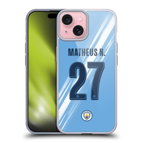 Manchester City Man City FC 2025/26 Players Home Kit 2nd Group Matheus Nunes Soft Gel Case for Apple iPhone 15