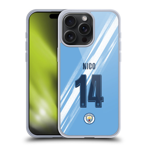 Manchester City Man City FC 2025/26 Players Home Kit 2nd Group Nico González Soft Gel Case for Apple iPhone 15 Pro Max