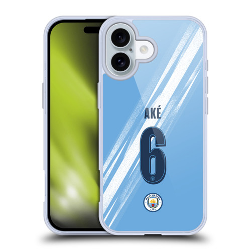 Manchester City Man City FC 2025/26 Players Home Kit 2nd Group Nathan Aké Soft Gel Case for Apple iPhone 16
