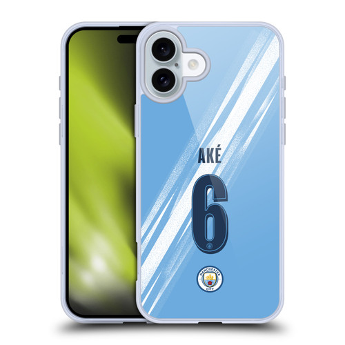 Manchester City Man City FC 2025/26 Players Home Kit 2nd Group Nathan Aké Soft Gel Case for Apple iPhone 16 Plus