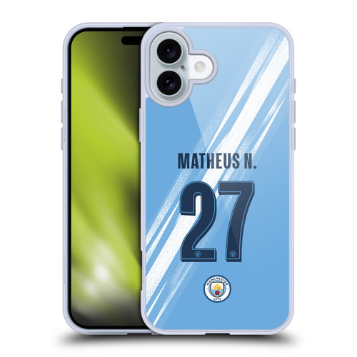 Manchester City Man City FC 2025/26 Players Home Kit 2nd Group Matheus Nunes Soft Gel Case for Apple iPhone 16 Plus