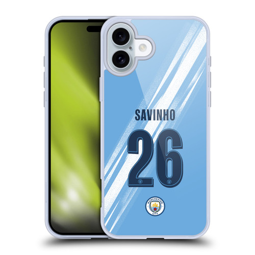 Manchester City Man City FC 2025/26 Players Home Kit 2nd Group Savinho Soft Gel Case for Apple iPhone 16 Plus