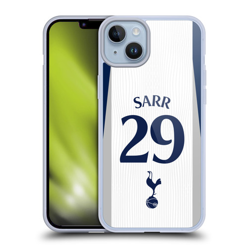 Tottenham Hotspur F.C. 2025/26 Players Home Kit 2nd Group Pape Matar Sarr Soft Gel Case for Apple iPhone 14 Plus