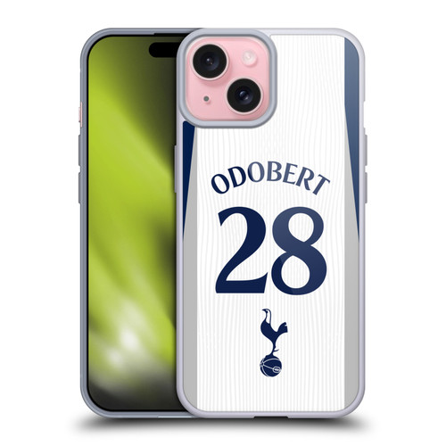 Tottenham Hotspur F.C. 2025/26 Players Home Kit 2nd Group Wilson Odobert Soft Gel Case for Apple iPhone 15