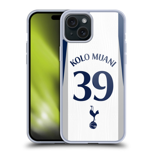 Tottenham Hotspur F.C. 2025/26 Players Home Kit 2nd Group Randal Kolo Muani Soft Gel Case for Apple iPhone 15 Plus