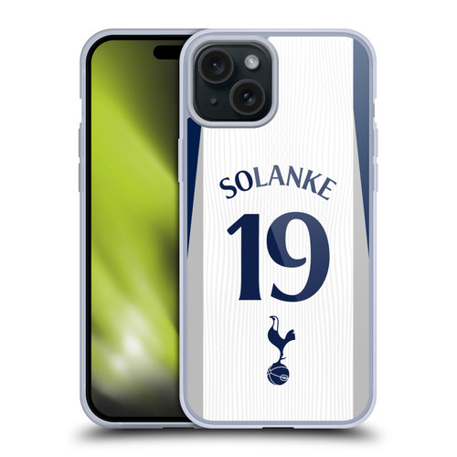 Tottenham Hotspur F.C. 2025/26 Players Home Kit 2nd Group Dominic Solanke Soft Gel Case for Apple iPhone 15 Plus
