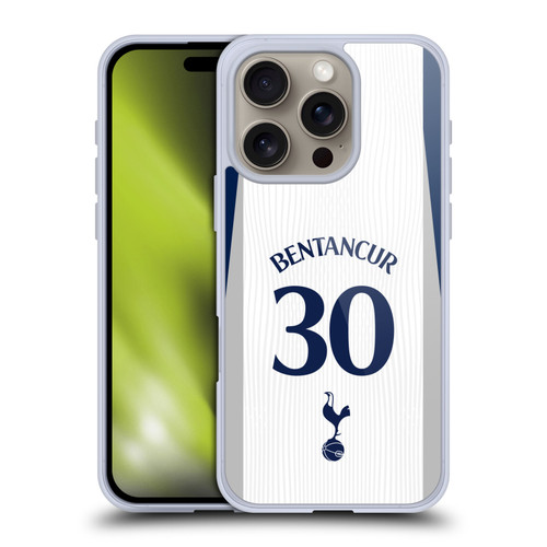 Tottenham Hotspur F.C. 2025/26 Players Home Kit 2nd Group Rodrigo Bentancur Soft Gel Case for Apple iPhone 16 Pro
