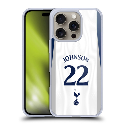 Tottenham Hotspur F.C. 2025/26 Players Home Kit 2nd Group Brennan Johnson Soft Gel Case for Apple iPhone 16 Pro