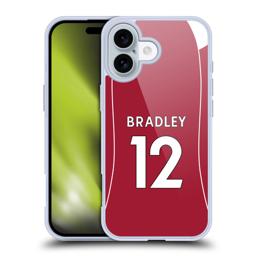 Liverpool Football Club 2025/26 Players Home Kit 2nd Group Conor Bradley Soft Gel Case for Apple iPhone 16