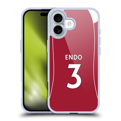 Liverpool Football Club 2025/26 Players Home Kit 2nd Group Wataru Endo Soft Gel Case for Apple iPhone 16