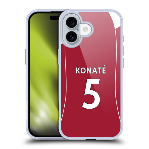 Liverpool Football Club 2025/26 Players Home Kit 2nd Group Ibrahima Konaté Soft Gel Case for Apple iPhone 16