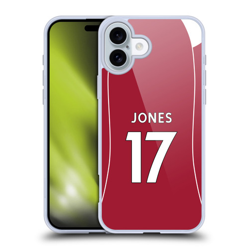 Liverpool Football Club 2025/26 Players Home Kit 2nd Group Curtis Jones Soft Gel Case for Apple iPhone 16 Plus Liverpool Football Club 2025/26 Players Home Kit 2nd Group Curtis Jones Soft Gel Case for Apple iPhone 16 Plus