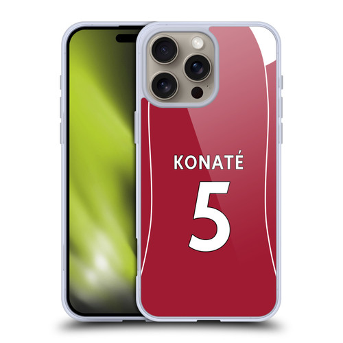 Liverpool Football Club 2025/26 Players Home Kit 2nd Group Ibrahima Konaté Soft Gel Case for Apple iPhone 16 Pro Max