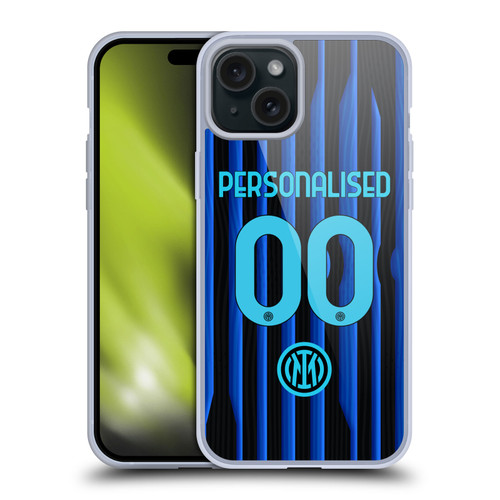 Custom Customised Personalised Inter Milan 2025/26 Players Home Kit Home Soft Gel Case for Apple iPhone 15 Plus