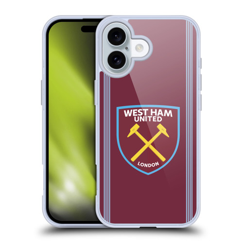 West Ham United FC 2025/26 Crest Kit Home Soft Gel Case for Apple iPhone 16