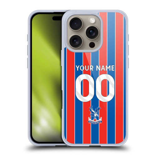 Custom Customised Personalised Crystal Palace Football Club 2025/26 Kit Home Soft Gel Case for Apple iPhone 16 Pro
