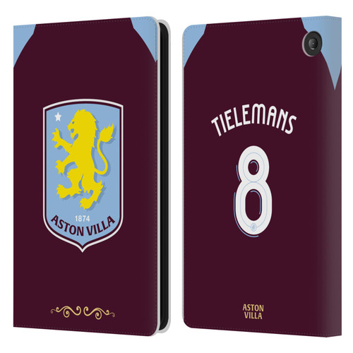 Aston Villa Football Club 2025/26 Players Home Kit Youri Tielemans Leather Book Wallet Case Cover For Amazon Fire 7 2022