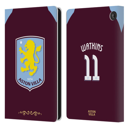 Aston Villa Football Club 2025/26 Players Home Kit Ollie Watkins Leather Book Wallet Case Cover For Amazon Fire 7 2022
