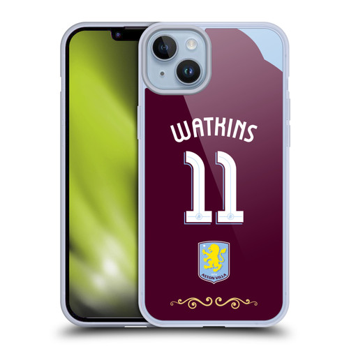 Aston Villa Football Club 2025/26 Players Home Kit Ollie Watkins Soft Gel Case for Apple iPhone 14 Plus