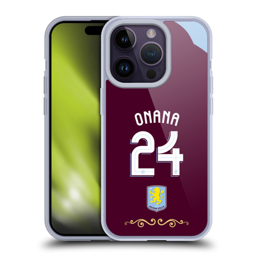 Aston Villa Football Club 2025/26 Players Home Kit Amadou Onana Soft Gel Case for Apple iPhone 14 Pro
