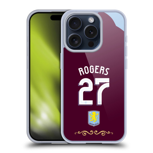 Aston Villa Football Club 2025/26 Players Home Kit Morgan Rogers Soft Gel Case for Apple iPhone 15 Pro