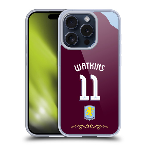 Aston Villa Football Club 2025/26 Players Home Kit Ollie Watkins Soft Gel Case for Apple iPhone 15 Pro