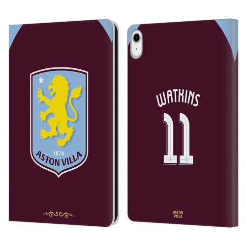 Aston Villa Football Club 2025/26 Players Home Kit Ollie Watkins Leather Book Wallet Case Cover For Apple iPad 10.9 2022/2025