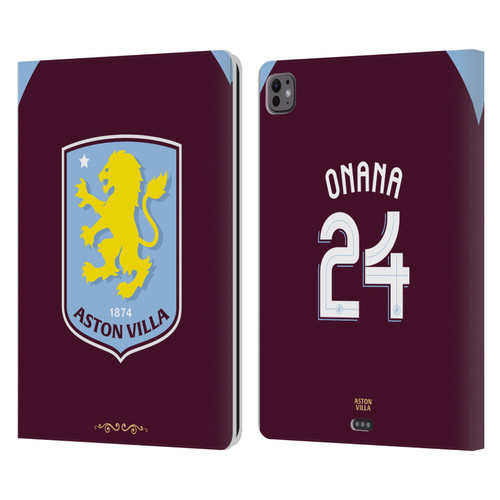 Aston Villa Football Club 2025/26 Players Home Kit Amadou Onana Leather Book Wallet Case Cover For Apple iPad Pro 13 M4 2024