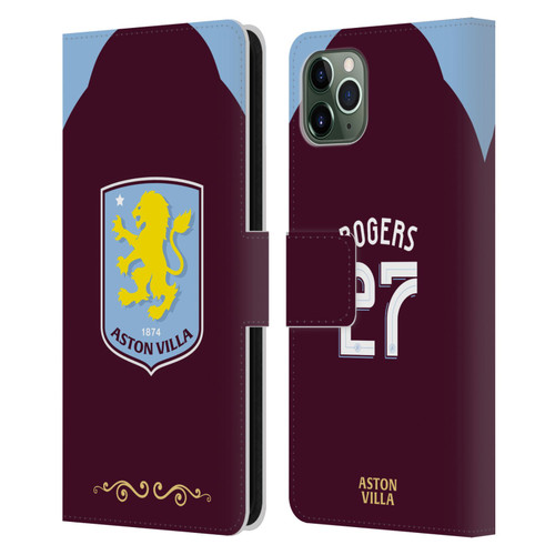 Aston Villa Football Club 2025/26 Players Home Kit Morgan Rogers Leather Book Wallet Case Cover For Apple iPhone 11 Pro Max