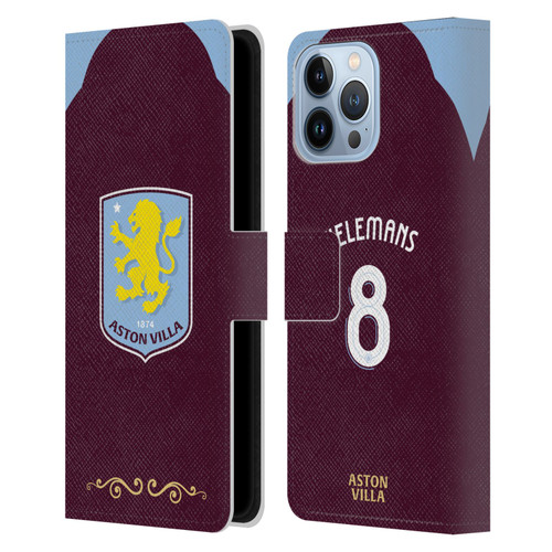 Aston Villa Football Club 2025/26 Players Home Kit Youri Tielemans Leather Book Wallet Case Cover For Apple iPhone 13 Pro Max