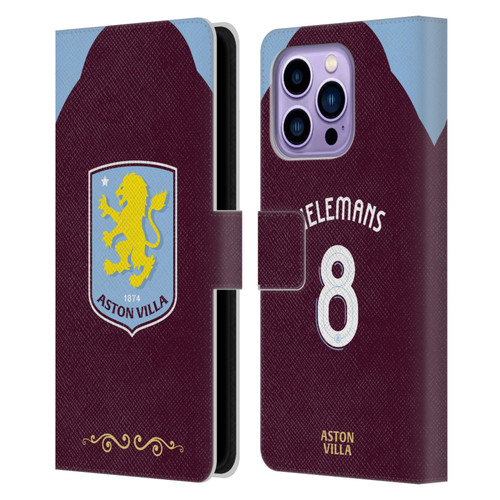Aston Villa Football Club 2025/26 Players Home Kit Youri Tielemans Leather Book Wallet Case Cover For Apple iPhone 14 Pro Max