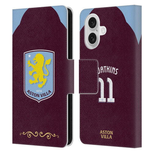 Aston Villa Football Club 2025/26 Players Home Kit Ollie Watkins Leather Book Wallet Case Cover For Apple iPhone 16