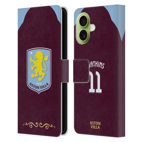 Aston Villa Football Club 2025/26 Players Home Kit Ollie Watkins Leather Book Wallet Case Cover For Apple iPhone 17
