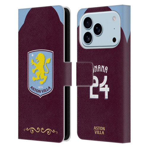 Aston Villa Football Club 2025/26 Players Home Kit Amadou Onana Leather Book Wallet Case Cover For Apple iPhone 17 Pro