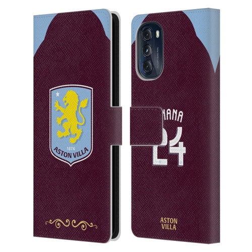 Aston Villa Football Club 2025/26 Players Home Kit Amadou Onana Leather Book Wallet Case Cover For Motorola Moto G (2022)