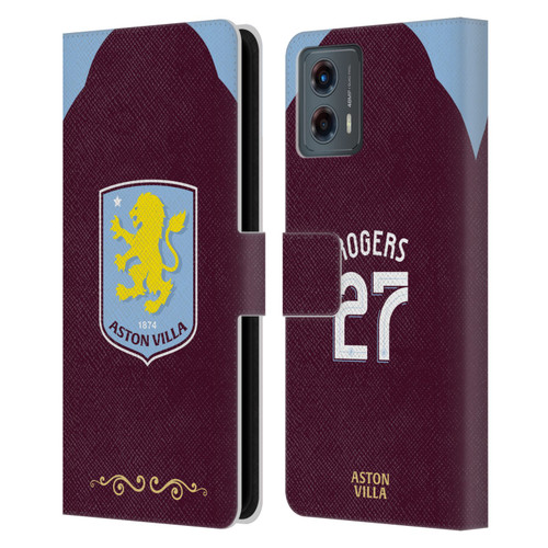 Aston Villa Football Club 2025/26 Players Home Kit Morgan Rogers Leather Book Wallet Case Cover For Motorola Moto G (2023)