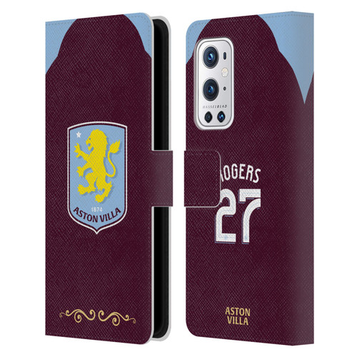 Aston Villa Football Club 2025/26 Players Home Kit Morgan Rogers Leather Book Wallet Case Cover For OnePlus 9 Pro