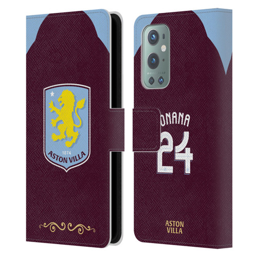 Aston Villa Football Club 2025/26 Players Home Kit Amadou Onana Leather Book Wallet Case Cover For OnePlus 9