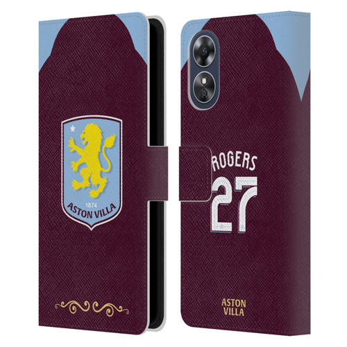 Aston Villa Football Club 2025/26 Players Home Kit Morgan Rogers Leather Book Wallet Case Cover For OPPO A17