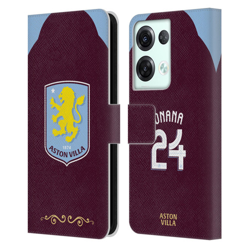 Aston Villa Football Club 2025/26 Players Home Kit Amadou Onana Leather Book Wallet Case Cover For OPPO Reno8 Pro