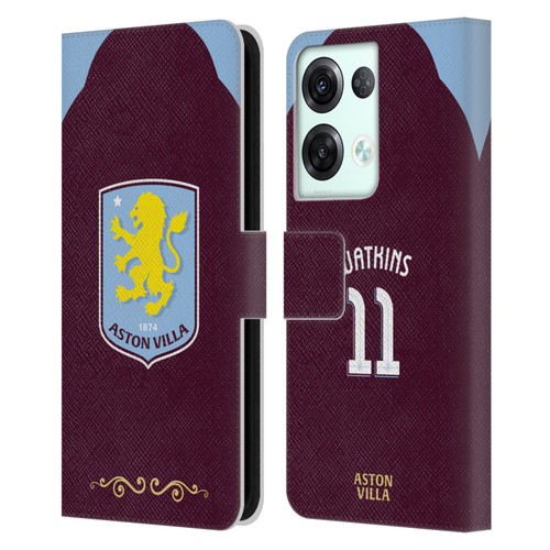 Aston Villa Football Club 2025/26 Players Home Kit Ollie Watkins Leather Book Wallet Case Cover For OPPO Reno8 Pro