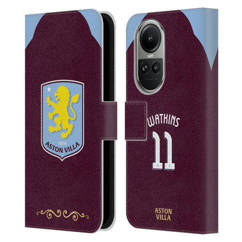 Aston Villa Football Club 2025/26 Players Home Kit Ollie Watkins Leather Book Wallet Case Cover For OPPO Reno10 5G / Reno10 Pro 5G