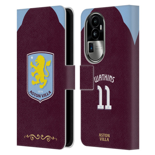Aston Villa Football Club 2025/26 Players Home Kit Ollie Watkins Leather Book Wallet Case Cover For OPPO Reno10 Pro+