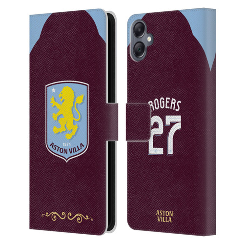Aston Villa Football Club 2025/26 Players Home Kit Morgan Rogers Leather Book Wallet Case Cover For Samsung Galaxy A05