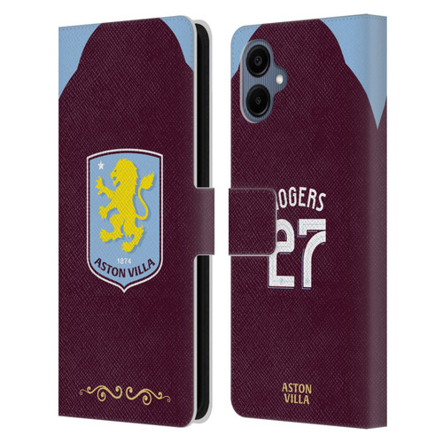 Aston Villa Football Club 2025/26 Players Home Kit Morgan Rogers Leather Book Wallet Case Cover For Samsung Galaxy A06 4G